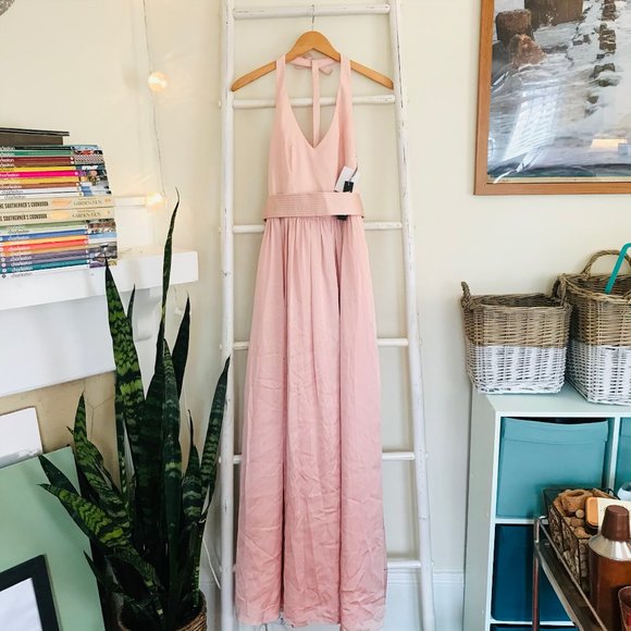 NWT Blush Vera Wang V Neck Halter Gown - Picture 5 of 11